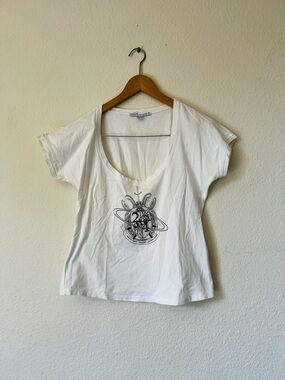 White Scoop Neck Graphic Tee